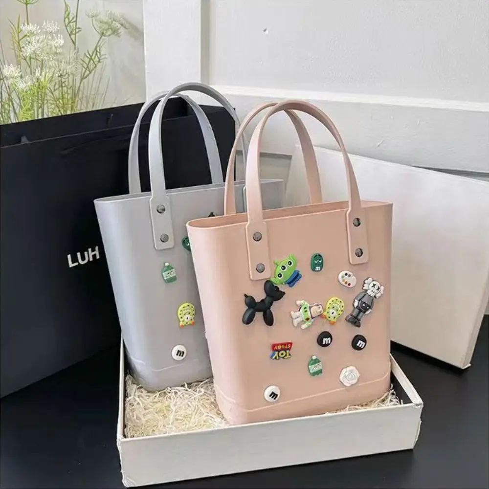 Borsa impermeabile alla moda con fori borsa da spiaggia per donna carina fai da te in PVC borsa portatile per cartoni animati Shopping