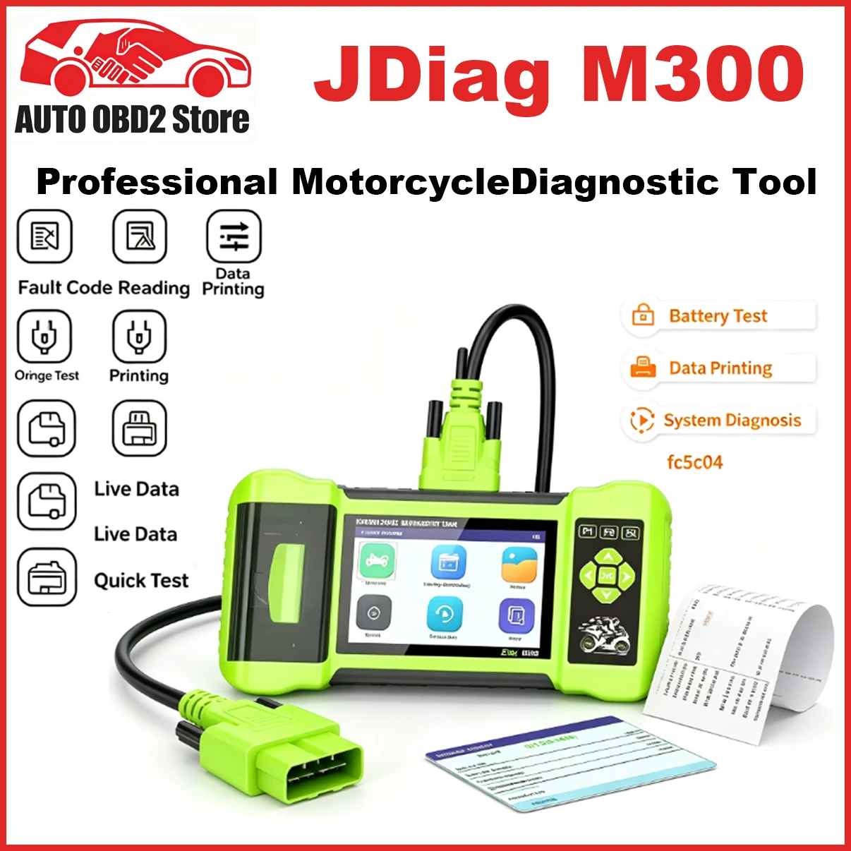 2026 JDiag M300 OBD2 Scanner Motorcycle Diagnostic Tool Motorcycle Diagnose Tools ABS Engine For BMW Yamaha Harley Honda Ducati