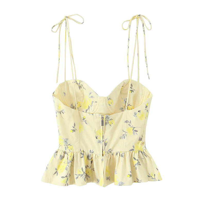 Chic Elegant Floral Printed Cami Tops