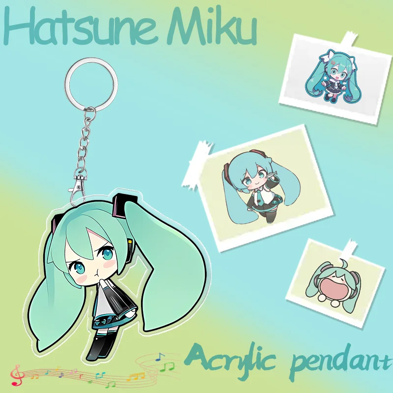 6cm Hatsune Miku Anime Peripheral Acrylic Keychain Accessaries Cartoon Bag Pendant Decorate Cute Keyring Friends Fans Gifts