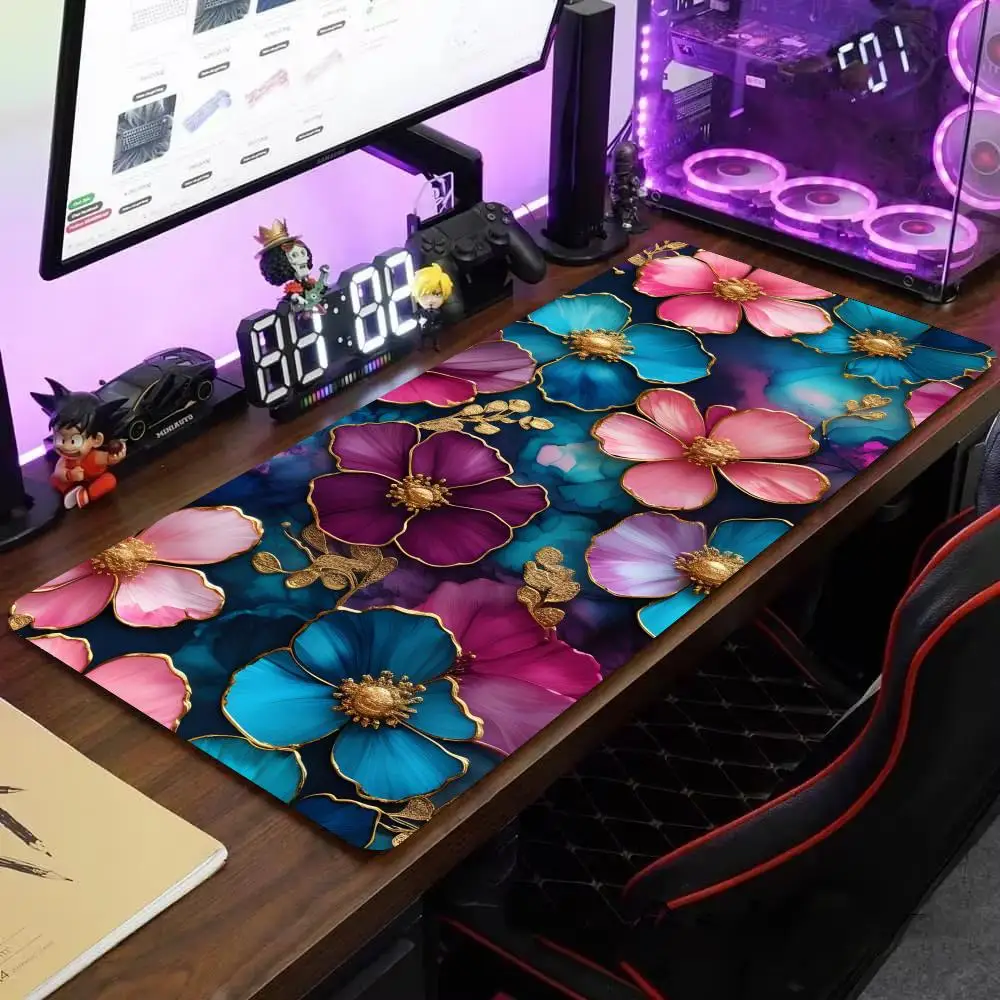 

Bohemian Retro Flowers Mouse Pad Large Rubber Base Anti-slip Desk Accessories Mousepad for Offices&Gamer Keyboard Mats Decor Mat