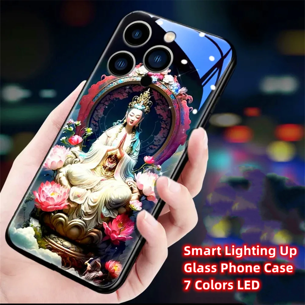 Buddhaland Gleams Design Schallgesteuerte LED-Blitzhüllen Leuchtende Glasabdeckung für Samsung S26 S25 S24 S23 S22 S21 FE Plus Ultra – Detail 30
