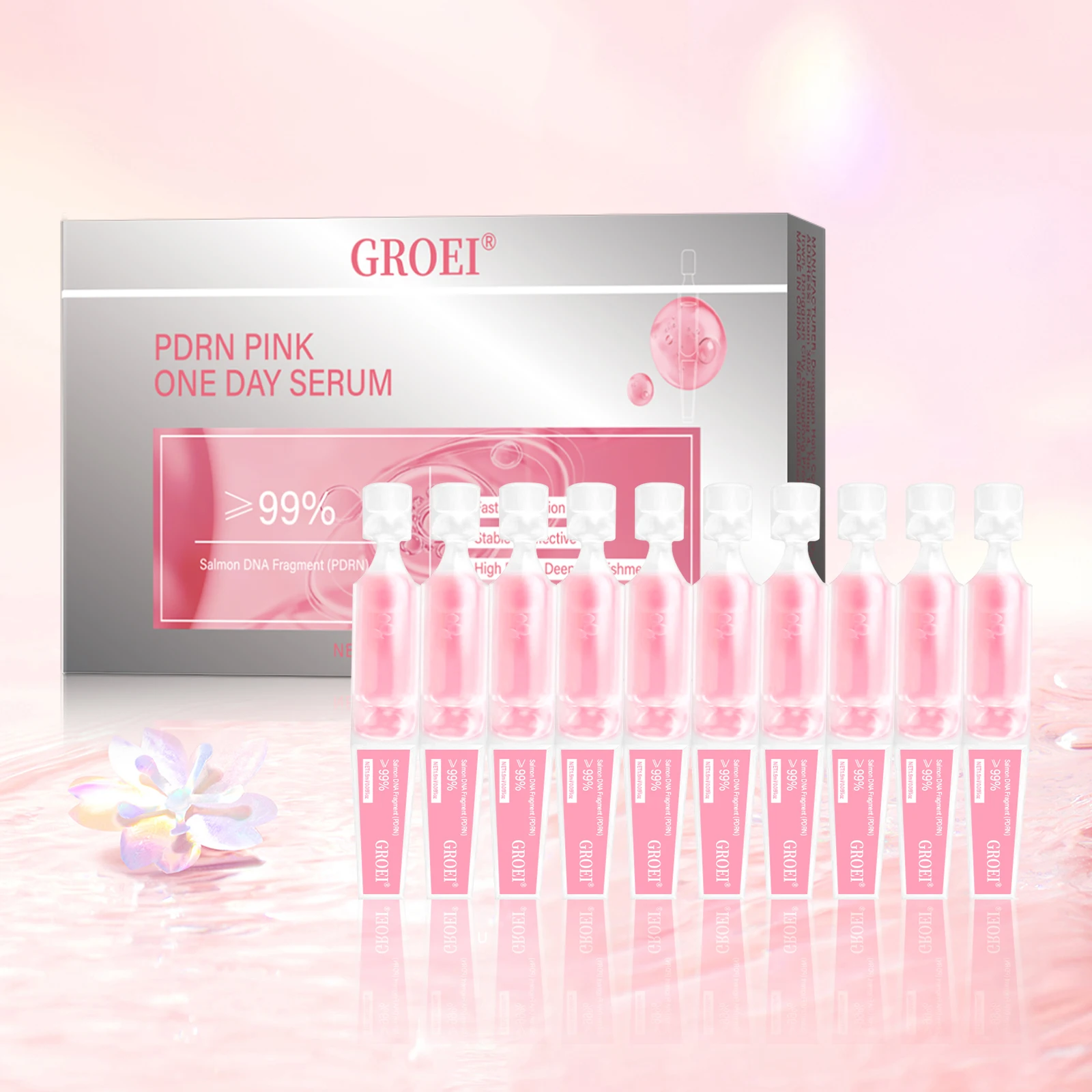 

10pcs/Box PDRN Pink One Day Serum Deep Moisturizing,Repairs,Brightens,Reduces Sagging Skin Care Essence Multi-effect Benefits