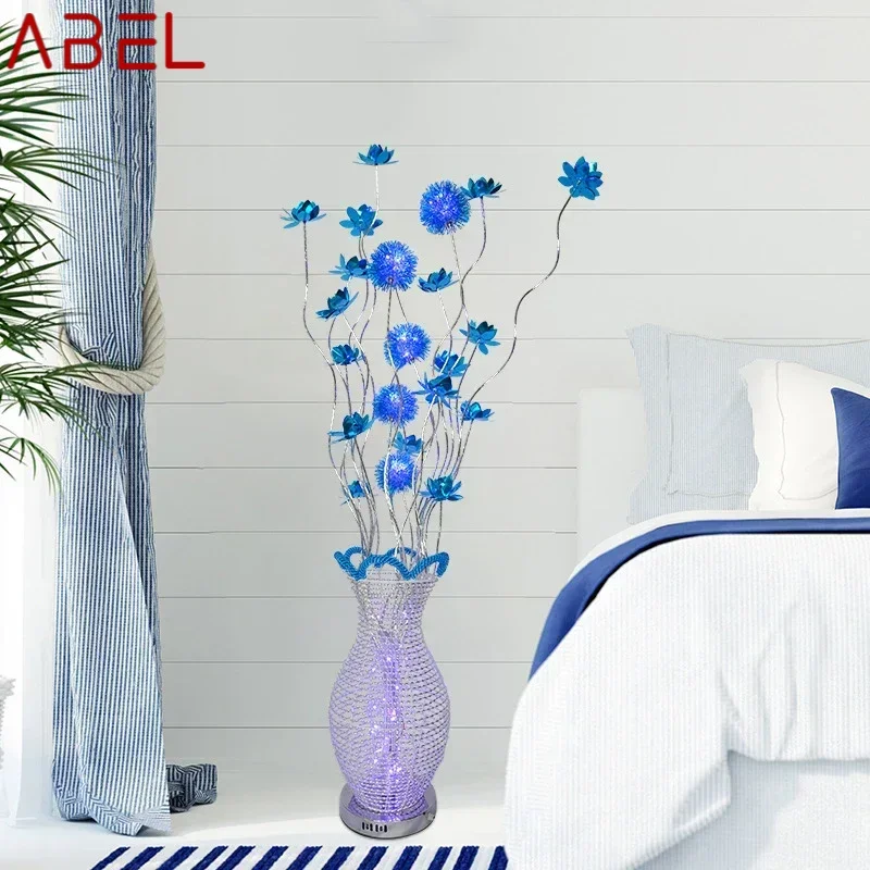 ABEL Nordic Blue Floor Lamp Modern Art Living Room Bedroom Hotel  Aluminum Wire LED Originality Flower Decorative Light