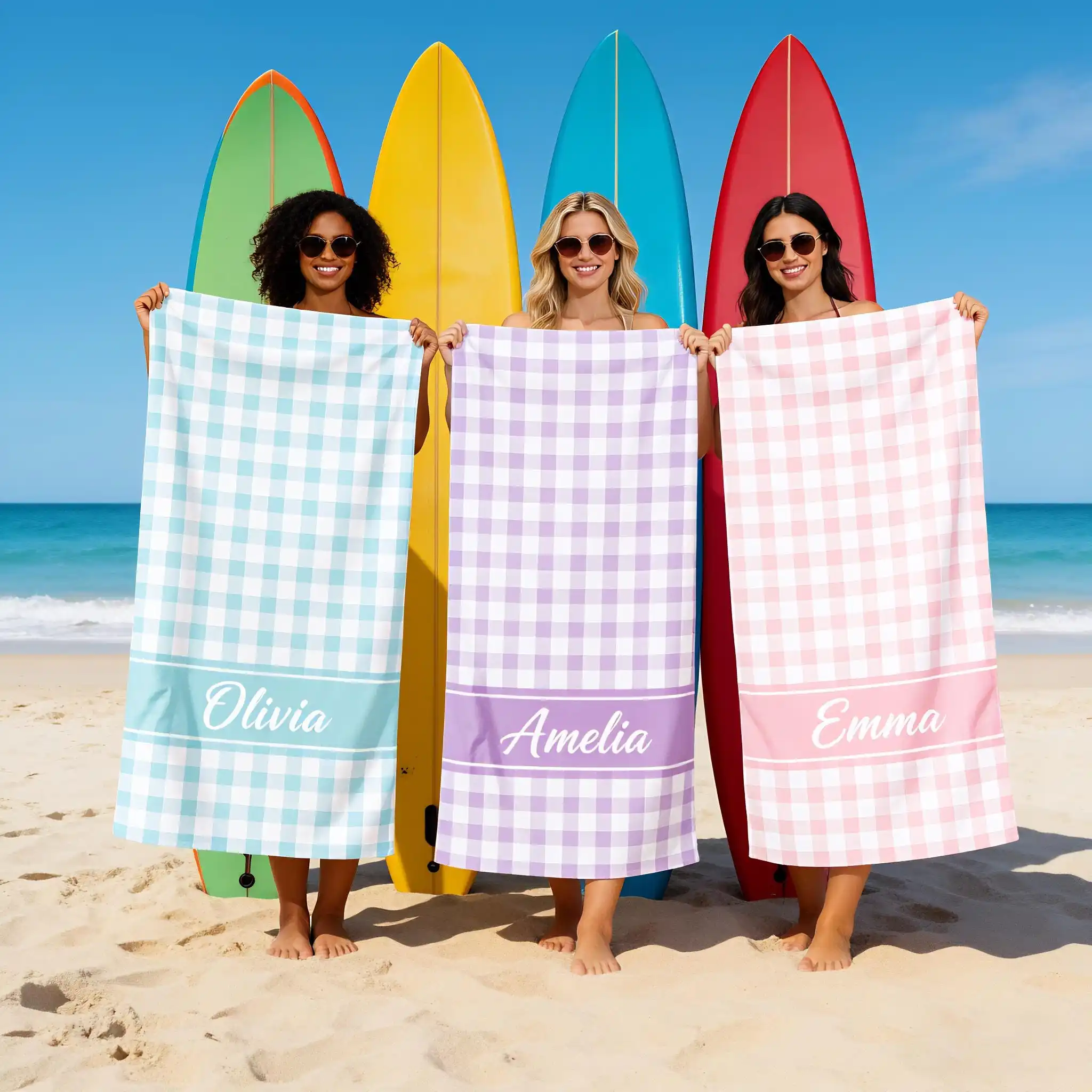 Personalized Beach Towel Custom Name/Logo Microfiber Towel Thin Quick Dry Absorbent for Beach Swimming Yoga Bath Sports