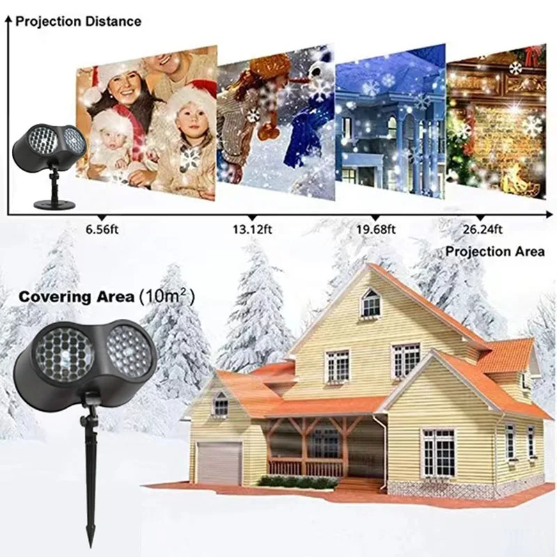 LED snowflake projection light Christmas Day party decoration laser light outdoor remote control pattern atmosphere light