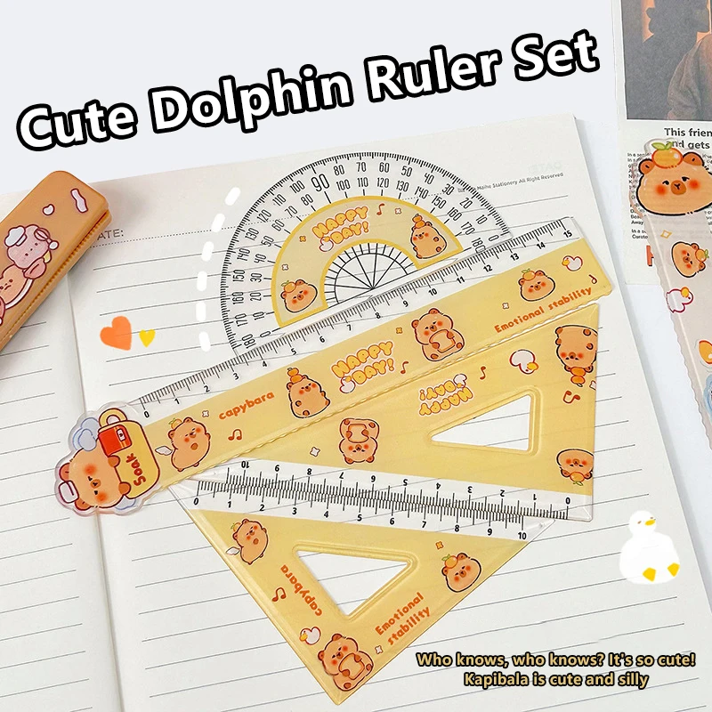 4 قطعة أدوات الرسم الاكريليك كابيبارا الحكام مجموعة لطيف لينة حاكم عدة اللوازم المكتبية طالب عالية الجمال 15 سنتيمتر مسطرة مستقيمة