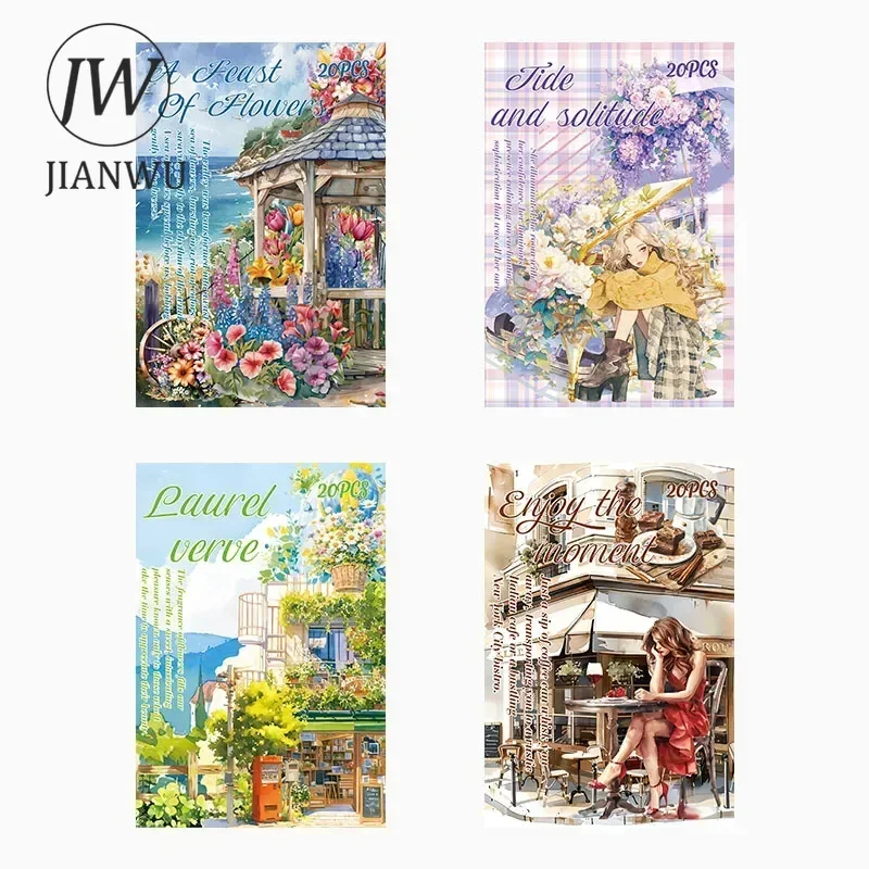 JIANWU Orchids Covering The Ground Series Flower Character Material Collage PET Sticker Book Creative Journal Stationery