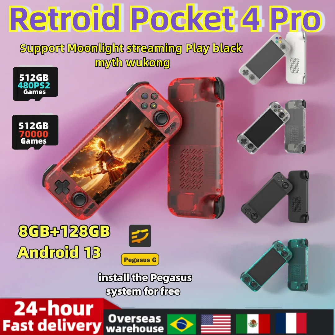 

Retroid Pocket 4 Pro Retro Handheld Game Video Player Console 4.7Inch Touch Screen Android13 WiFi Bluetooth 8G+128G PSP PS2 Gift