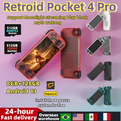 Retroid Pocket 4 Pro Retro Handheld Game Video Player Console 4.7Inch Touch Screen Android13 WiFi Bluetooth 8G+128G PSP PS2 Gift