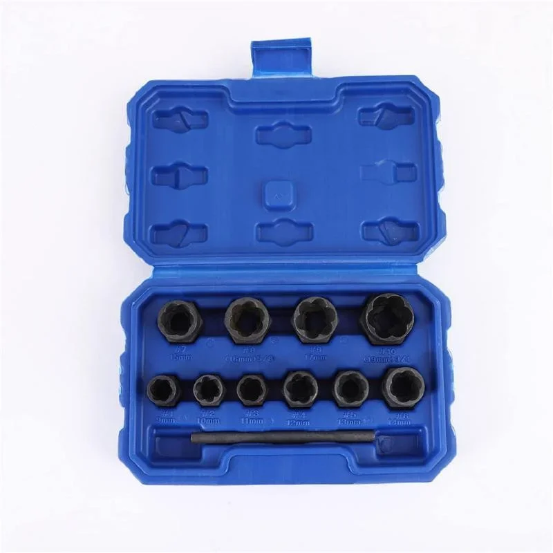 

11Pcs Nut Extractor Socket Tool for Removing Damaged Rusted Rounded-Off Bolts with Solid Storage Case