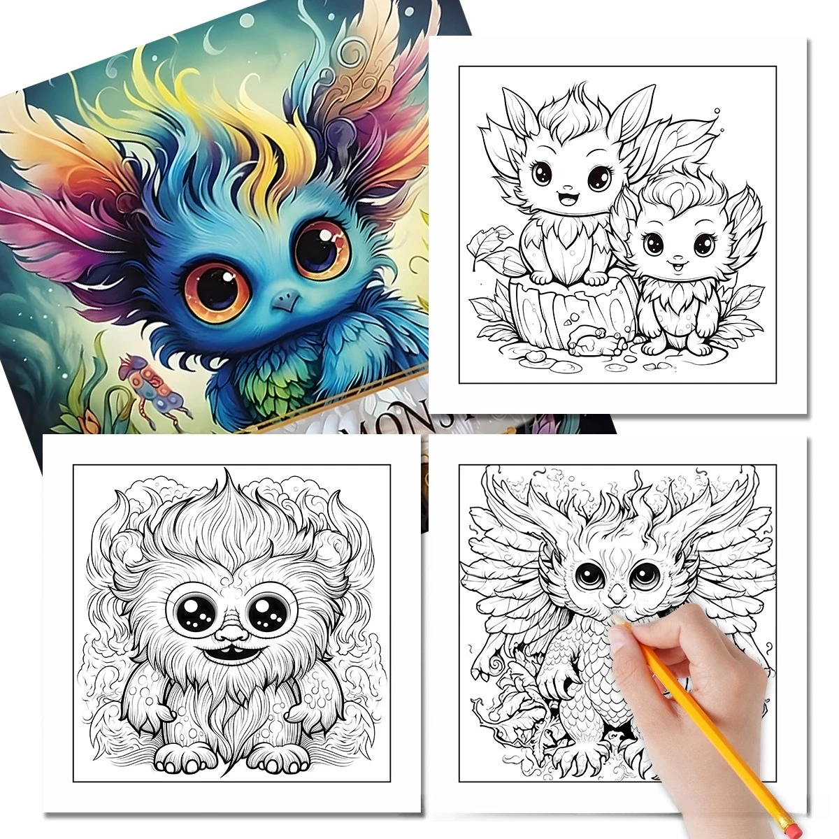 Amazing Monster Coloring Book for Adults 24 Pages Mysterious Creature Designs Stress Relief Relaxation Gift