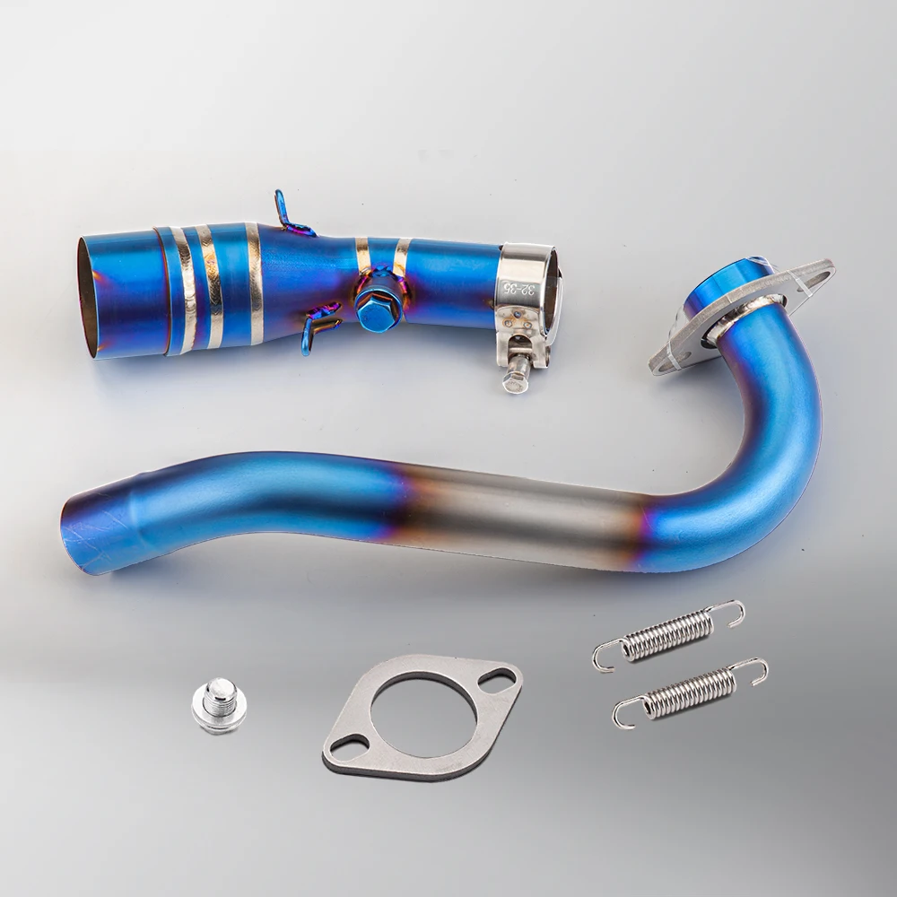 For XMAX 300 2017-2023 Motorcycle Exhaust Pipe Front Middle End High Quality Titanium Alloy Semi-Blue Link Pipe