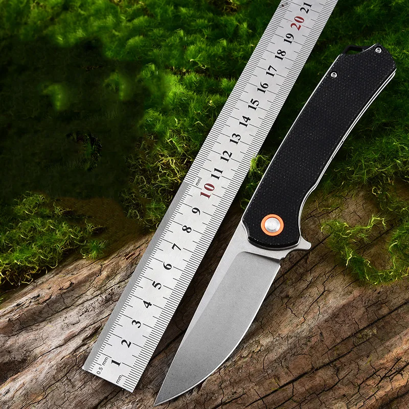 59HRC Folding Knife D2 Blade Flax Fiber Handle Outdoor Hunting Pocket Knives Camping EDC Tool With Belt Clip Survival Knives