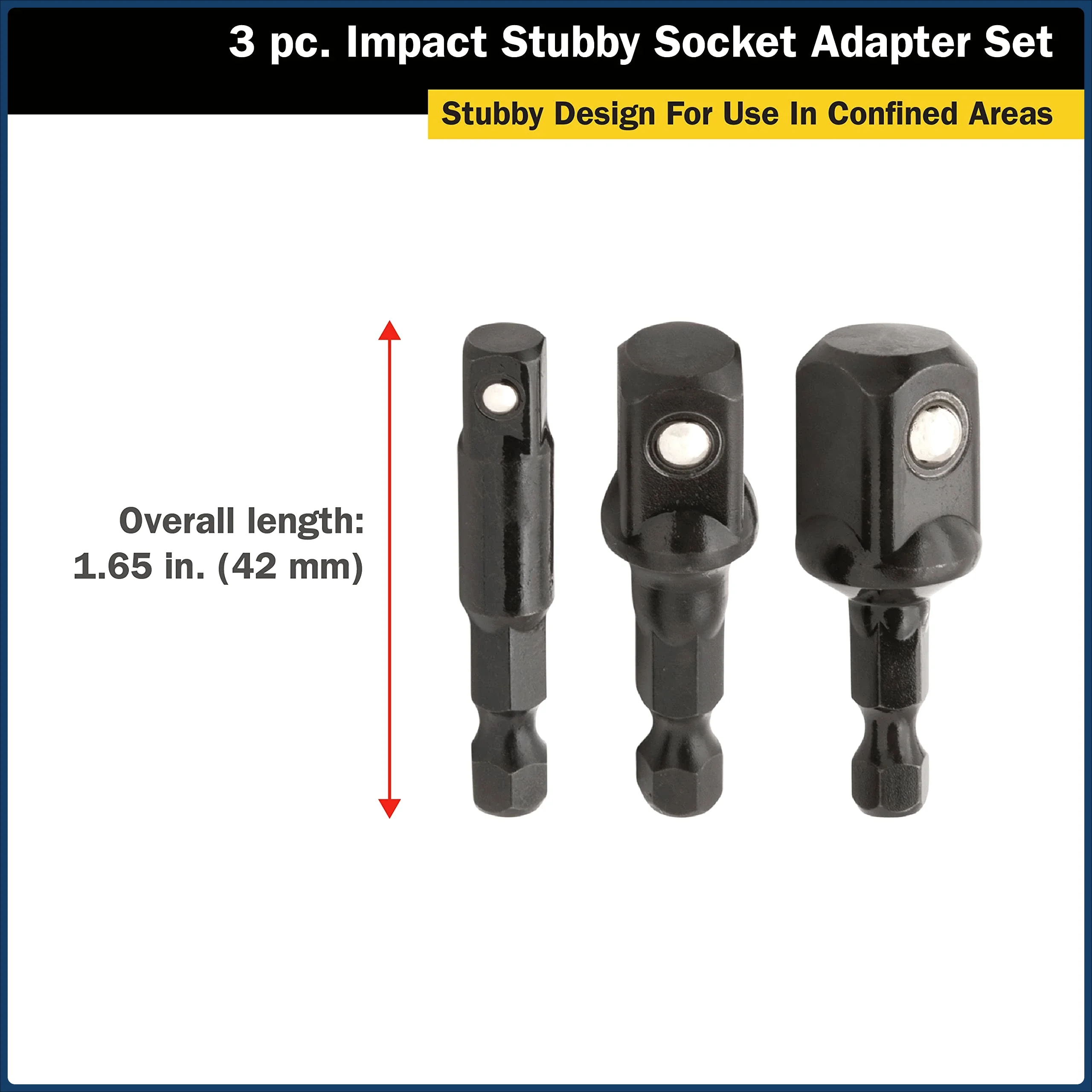 3pcs Impact Socket Adapter 1/4 3/8 1/2