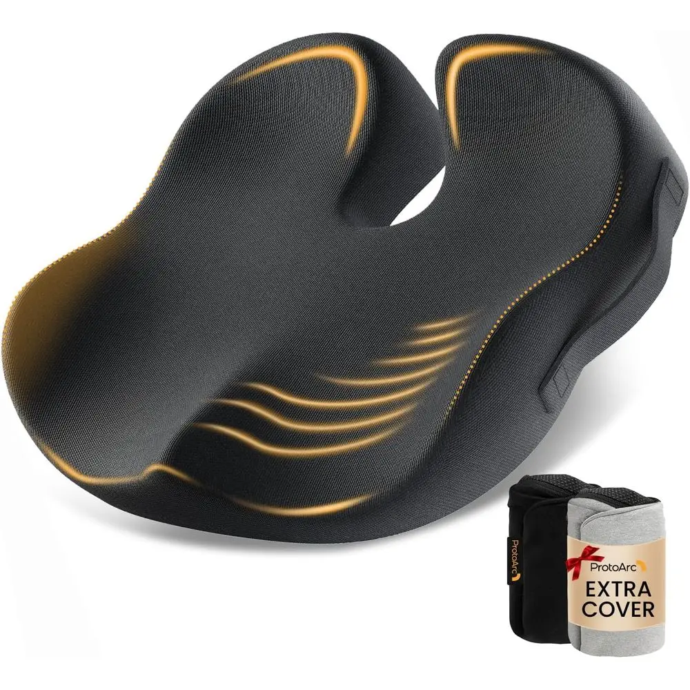 

Ergonomic Memory Foam Seat Cushion for Sciatica and Tailbone Pain Relief, Suitable for Office Chairs, Cars, and Extra Covers - B