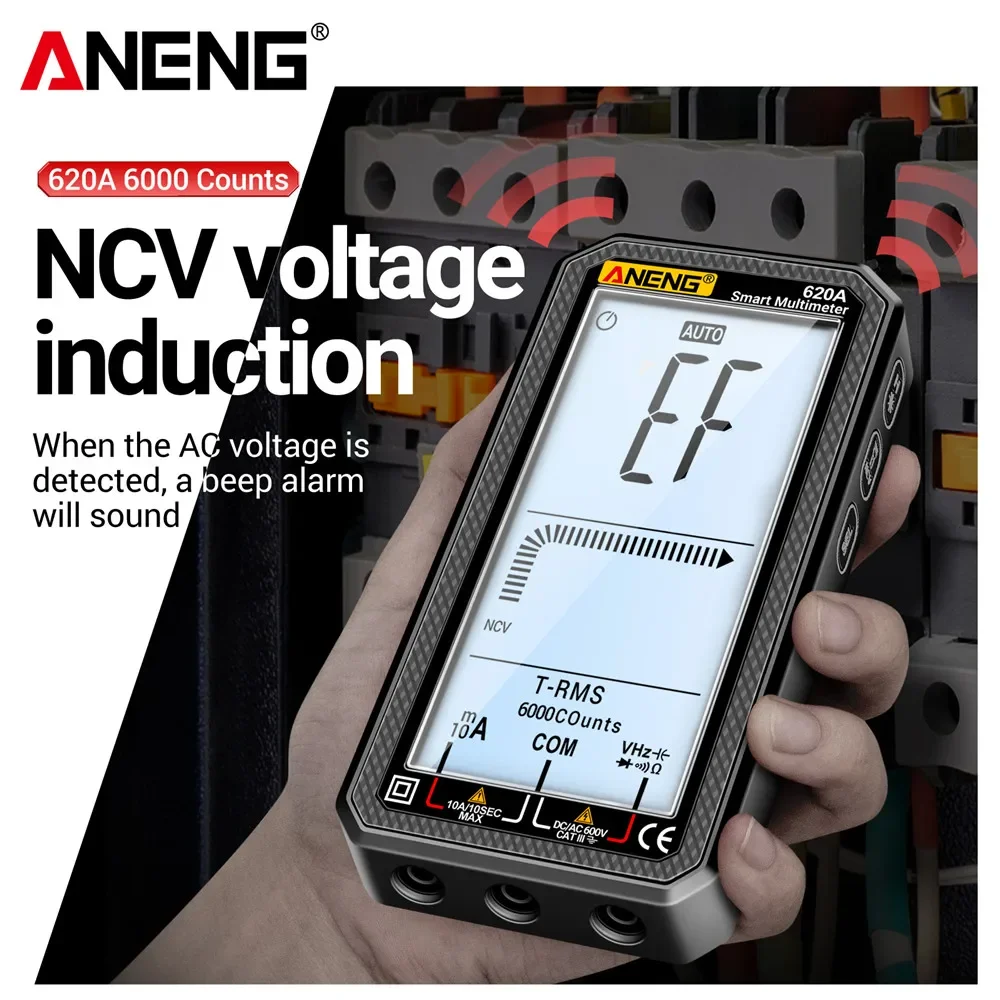 Imagem -03 - Aneng 620a Ferramentas Eletricista Multimetro Inteligente Automotivo Tester Multimetro Amperimetro Digital dc Profesional Voltimetro Data Show Medidor Analog Multimeter Smart True Rms Capacimetro Instrumentos Elétricos