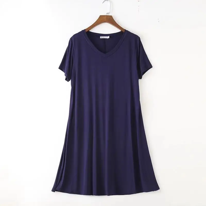 Modal Short Sleeve Sleepwear Women Nightgown Summer Thin Nightdress Loose  Nightwear Joker Dress Plus Size Homewear 100KG