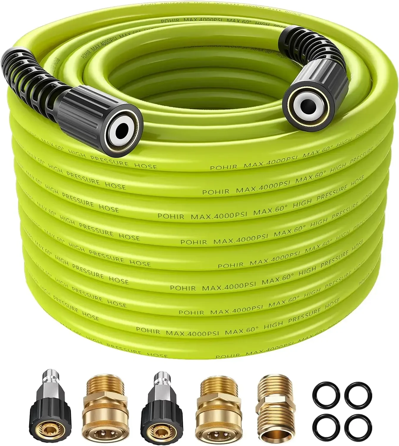 50ft Pressure Washer Hose - 4000 PSI High Pressure Replacement Hose with M22 Fittings, 14/15mm Thread - Flexible Extension