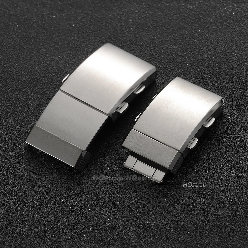 Adjustable Extendable Watch Clasp 14mm 16mm 18mm 20mm 22mm Universal Premium Metal Button 316L Solid Steel Brushed Watch Buckle image 2