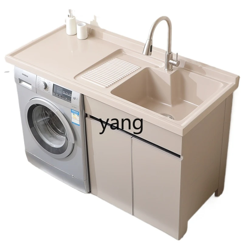 

CX Alumimum Balcony Washing Machine Cabinet Drum Laundry Tub Pool Table with Washboard Integrated