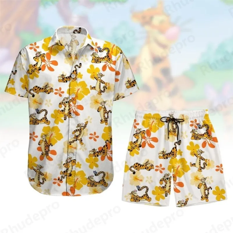 

Disney Tigger And Pooh Bear Summer Short Tigger Men Women Hawaiian Shirts Cartoon Beach Short For Short Sleeve Shorts Suit