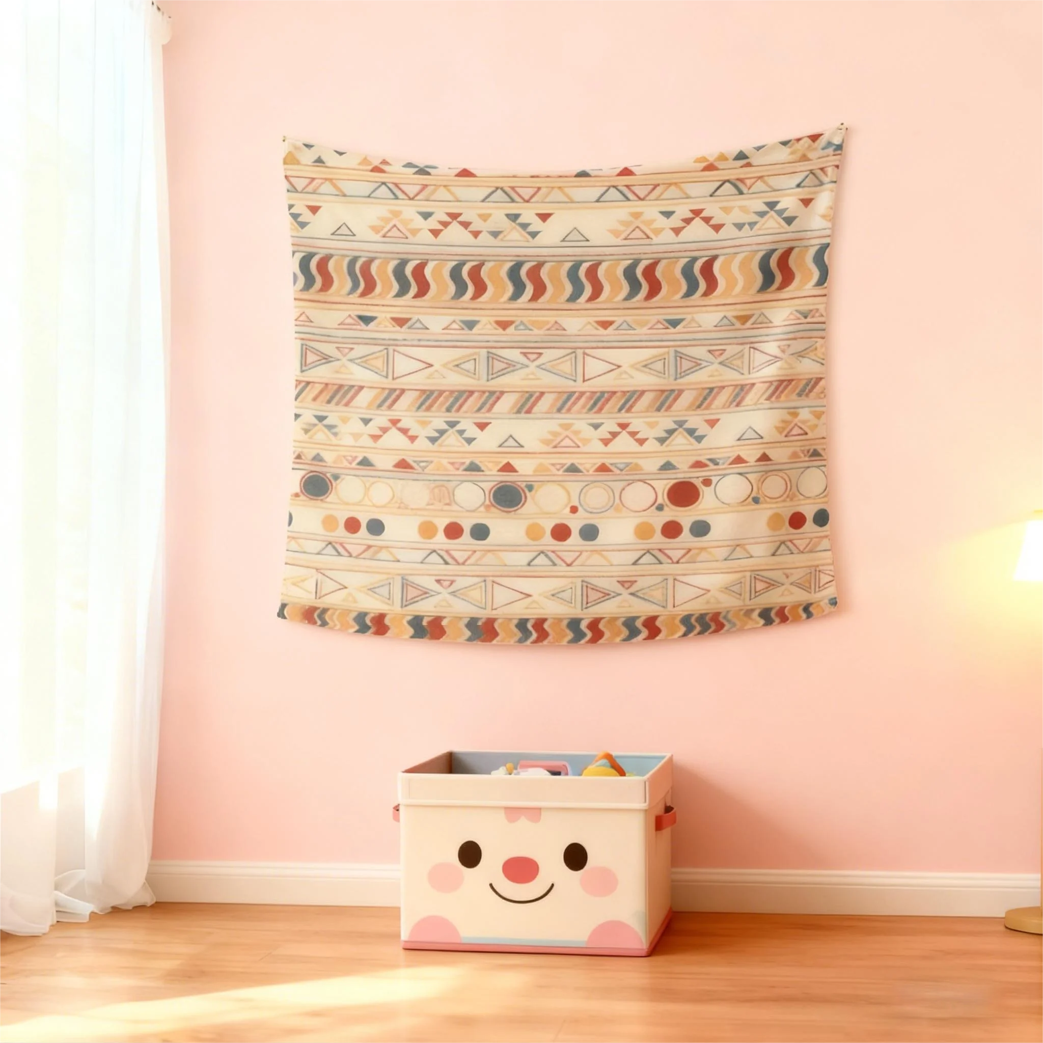 Benutzerdefinierter Boho-Wandteppich – Wandkunst aus weichem Stoff für Schlafzimmer/Hotel, beige Hippie-Dekor