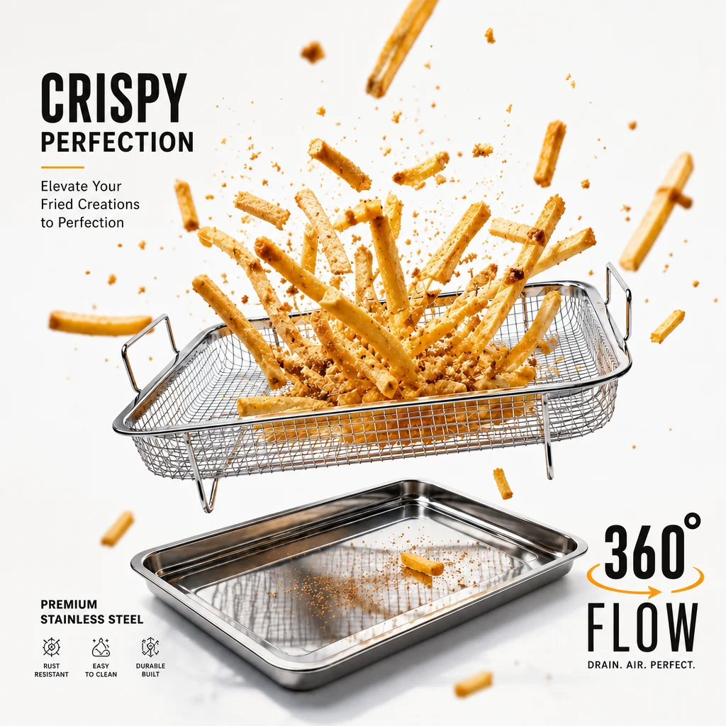 Baking Tray Oil Frying Baking Pan Non-stick Chips Basket Baking Dish Grill Mesh Kitchen Tools