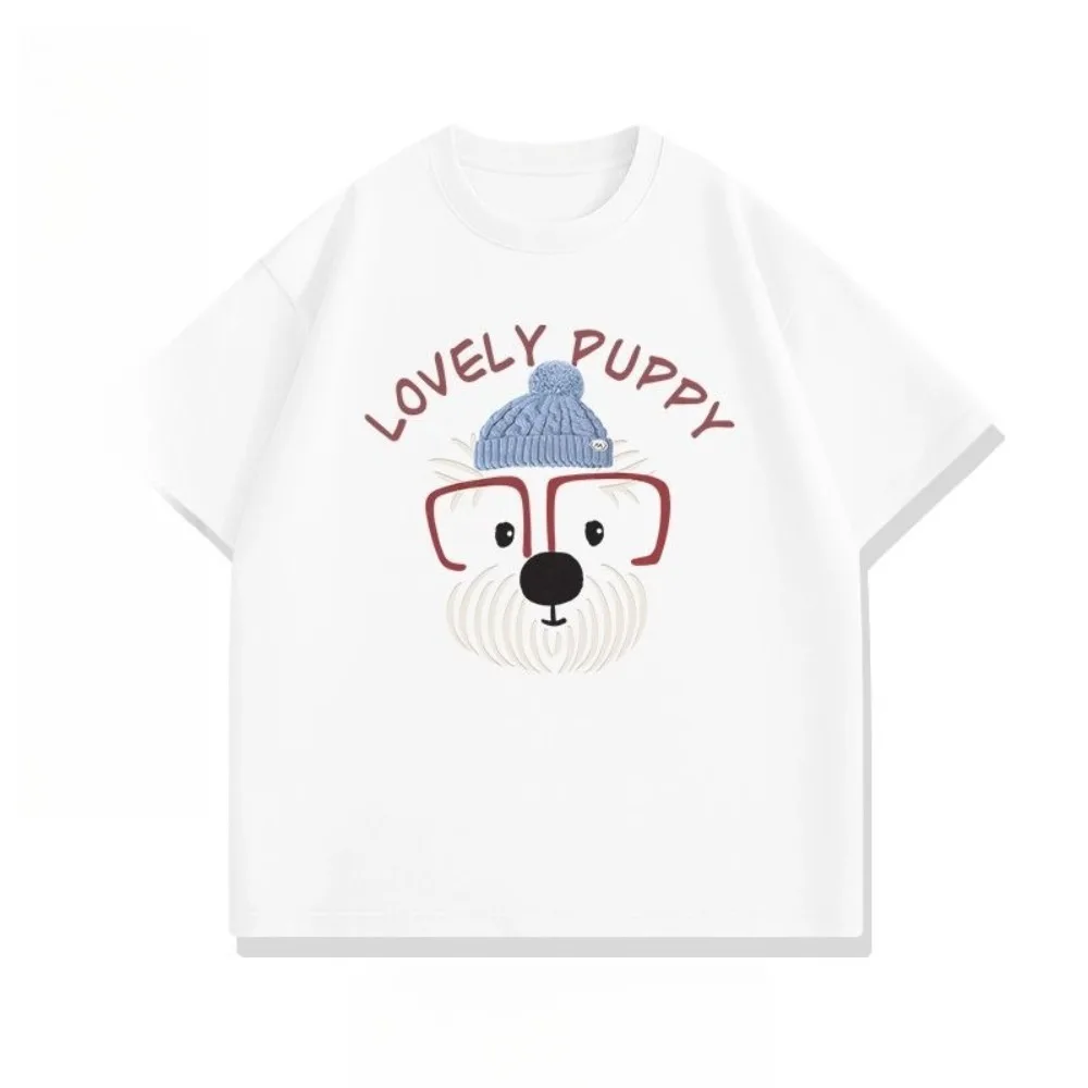 

Summer Trend Puppy Printed Loose Top Fashion Versatile High Quality Casual Comfort Men's and Women's Short Sleeve T-Shirt Top