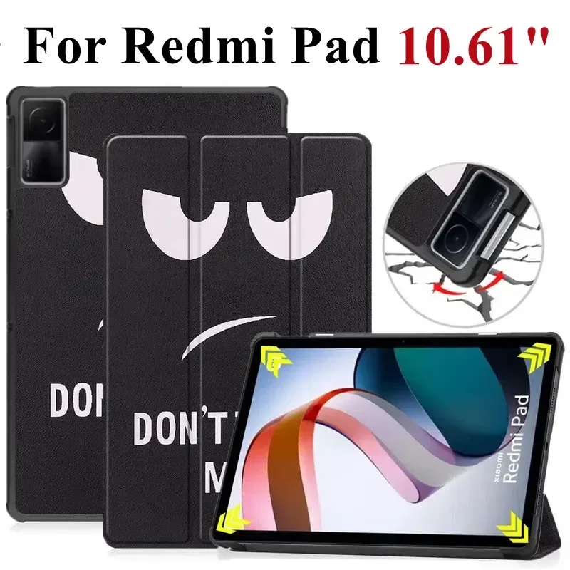 Tablet For Xiaomi Redmi Pad 10.6 Case Tri-Folding PU Leather Smart Cover for Redmi Pad 2022 Case 10.61 inch With Auto Wake UP