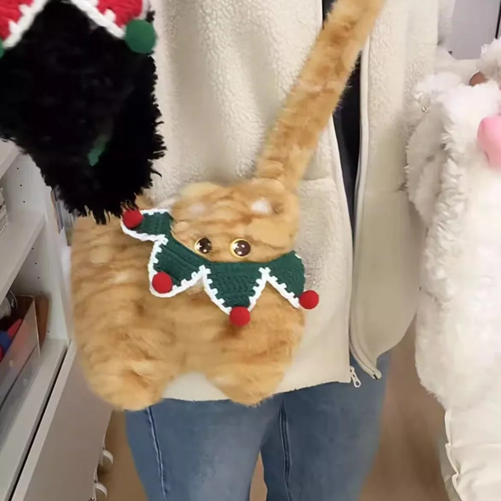 

Homemade large orange heavy original design plush orange cat crossbody bag autumn and winter new style bag women's shoulder bag