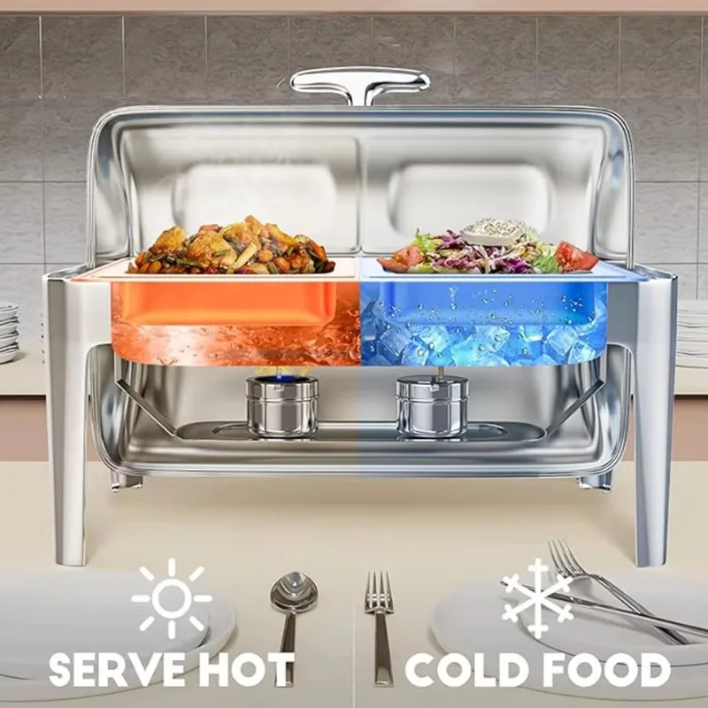 

ZC201-2 Multifunctional 13-quart stainless steel food heater with two half-size pans for seamless party and wedding services