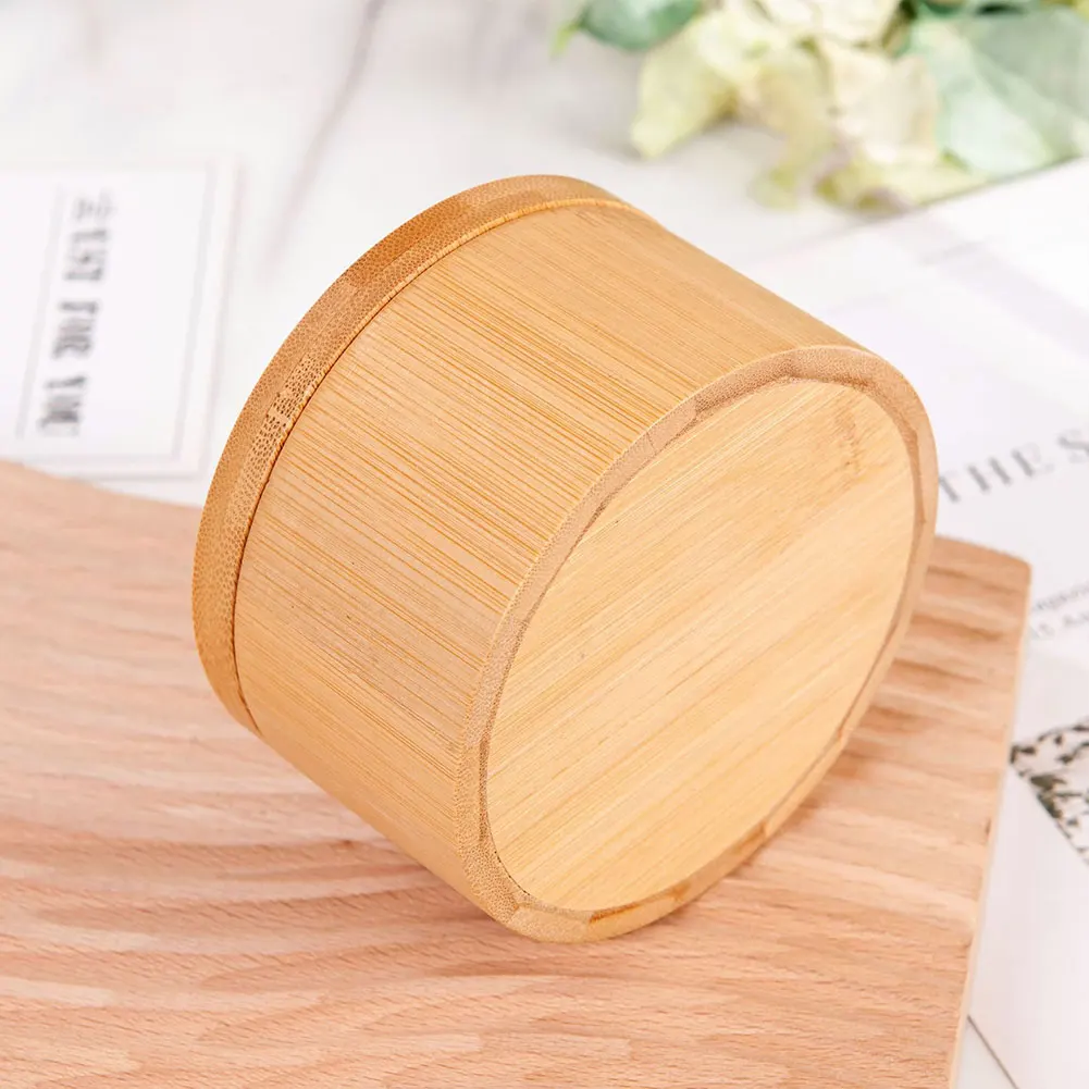 Bamboo Salt Cellar with Swivel Magnetic Closure Lid Bamboo Storage Box Round Salt Container for Storing Salt Pepper Sugar Herbs