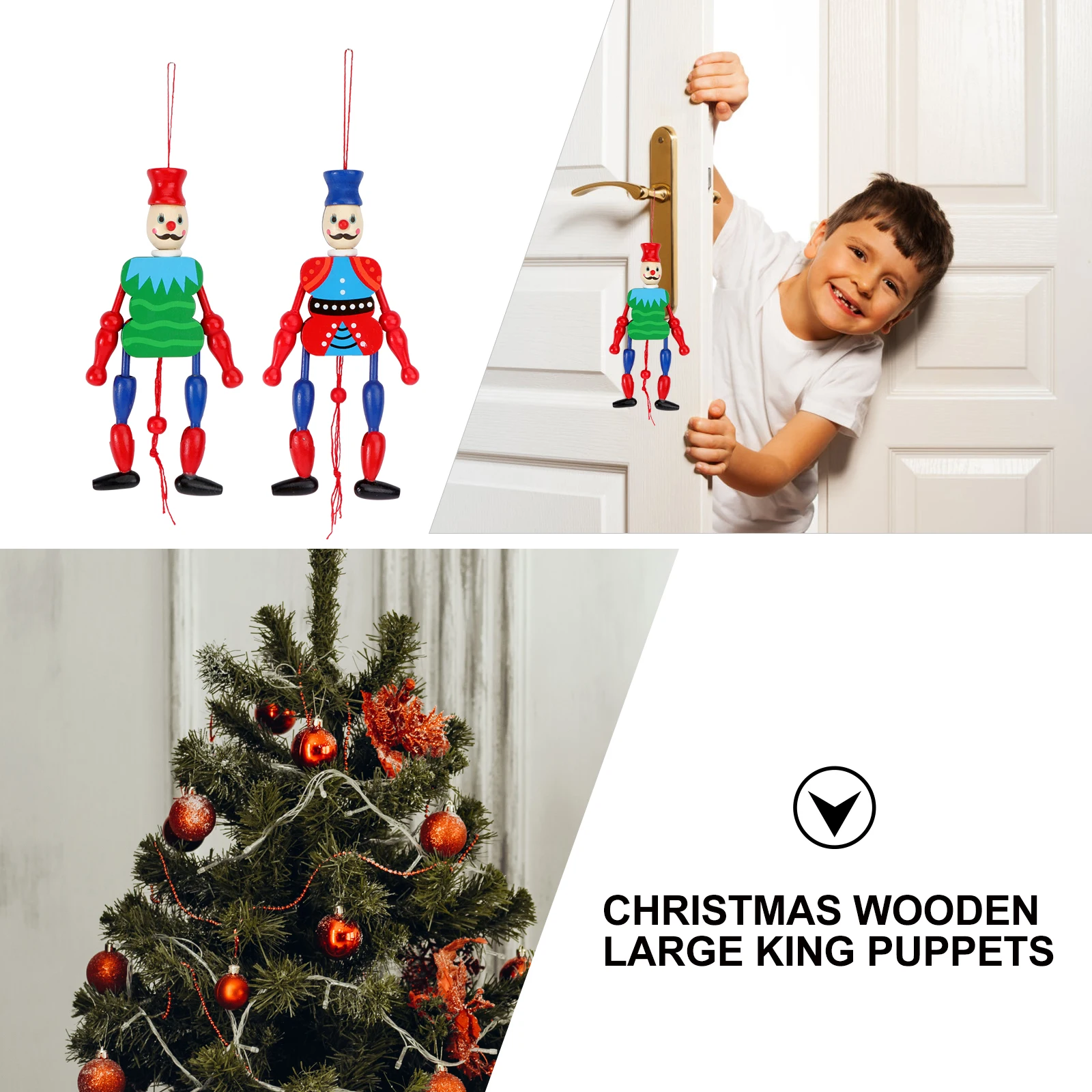 2 stks Houten Koning Marionet Handgemaakte Figuur Ambachtelijke Decoratie Kerst Thuis Ornament Party Coffee Shop Decor Karakter