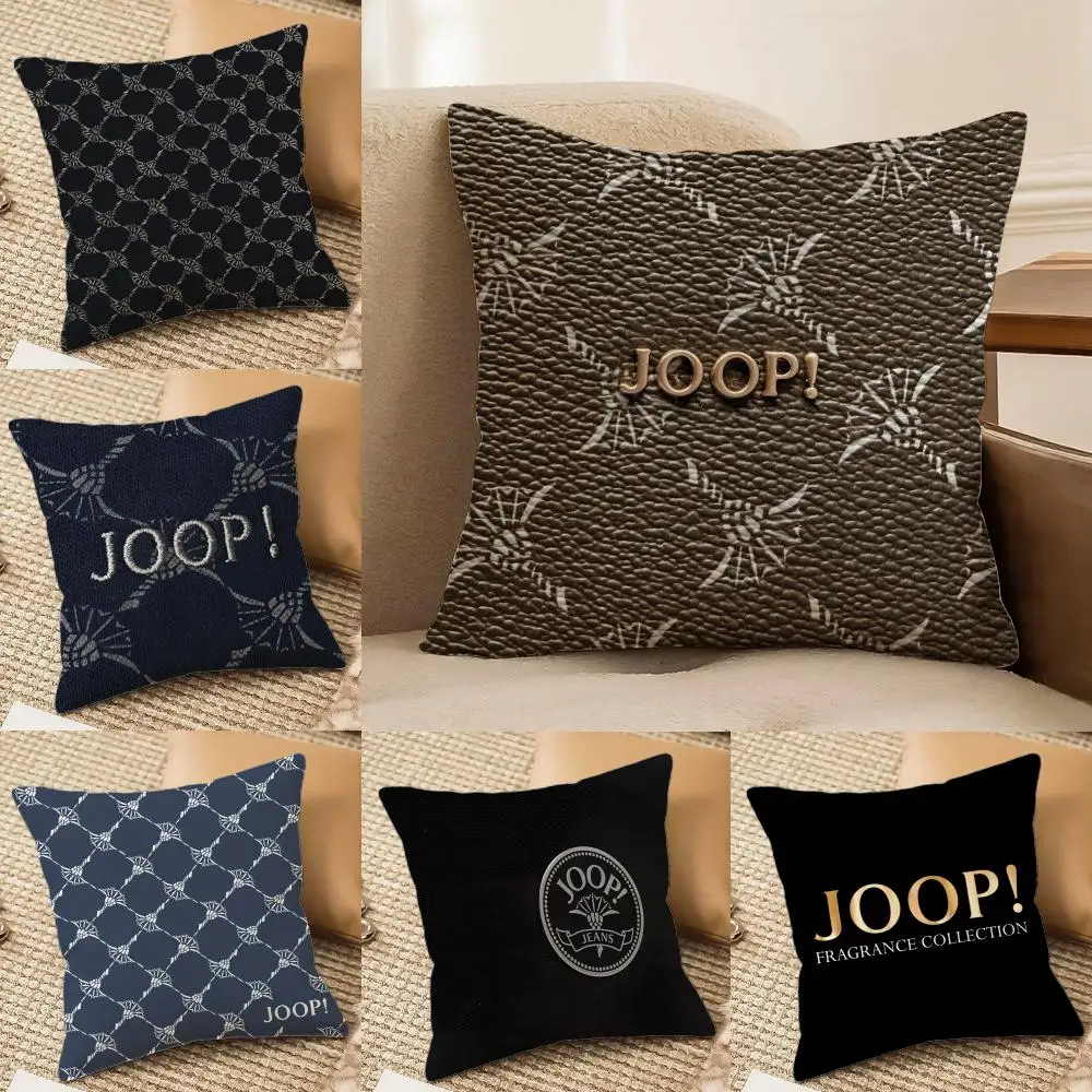 J-JoopS Fashion logo Cushion Cover Silky Short Plush Invisible Zipper Dustproof Sofa Pillow Case for Home Decor