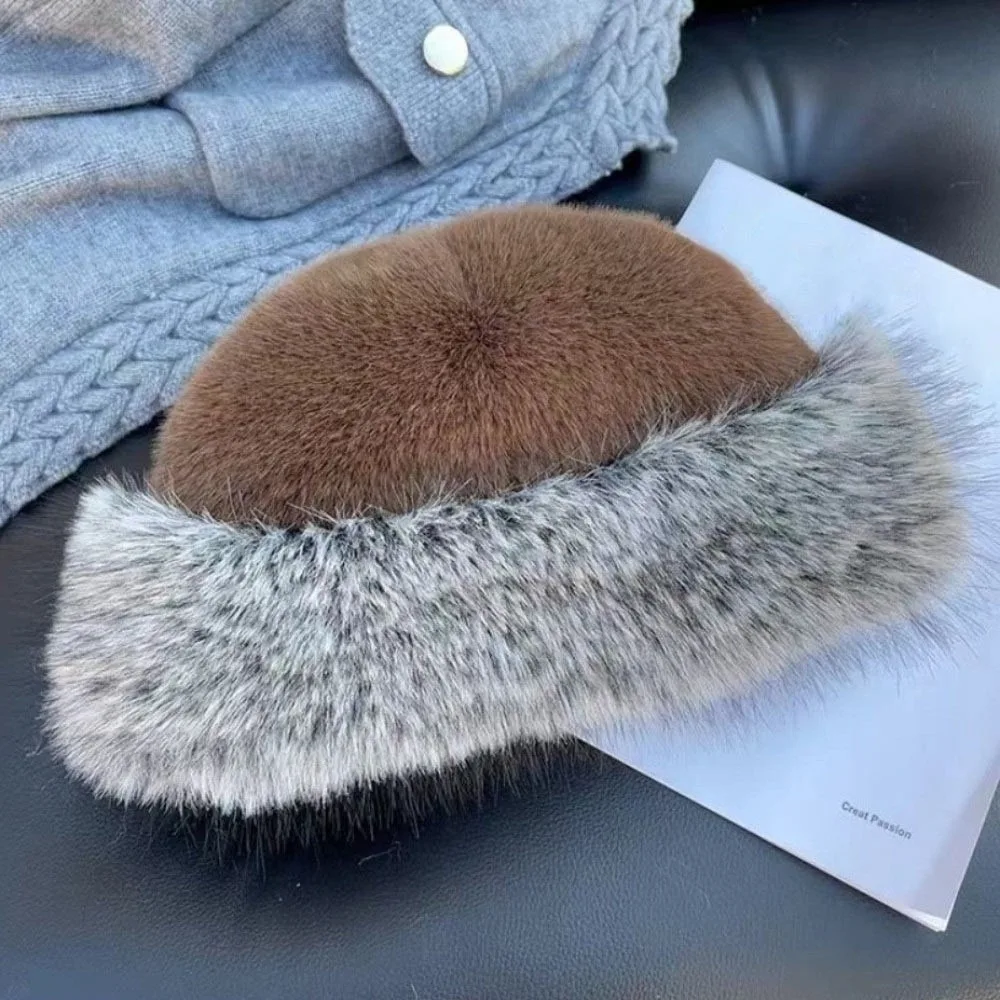 

Fashion Warm Fluffy Fur Bucket Hat Ear Protection Plush Fisherman Hat Soft Thicken Mongolian Cap Winter