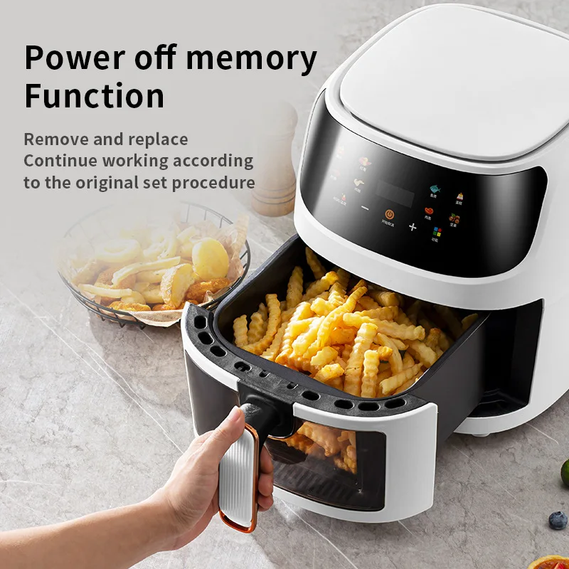 8L air fryer intelligent large capacity multifunctional household air fryer visual LCD touch screen oil-free oven 220V EU