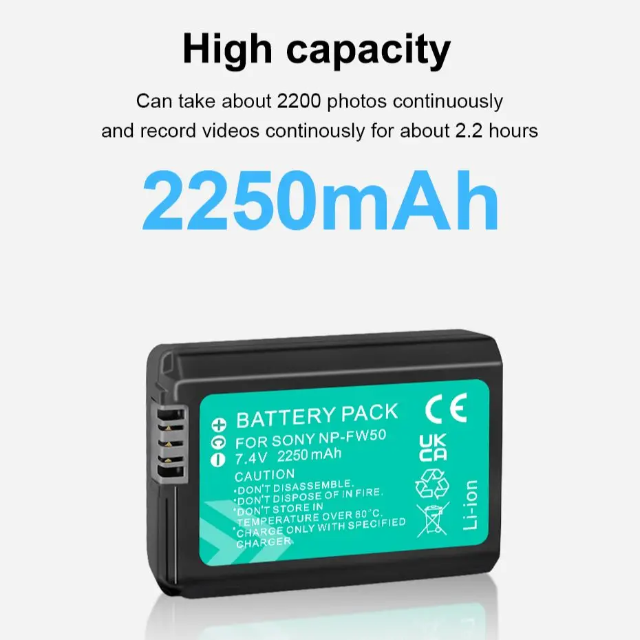 PALO-batería recargable para Sony Alpha a6500, a6300, a7, 7R, a7R, a7RII, a7II, NP-FW50, NEX-3, 2250mAh, NEX-3N NP FW50, NPFW50, NEX-5