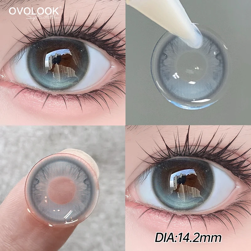 OVOLOOK - Lentilles de contact à axe fixe pour la beauté des yeux, lentilles naturelles pour la myopie, 2 pièces, marron, vert, bleu, lentilles de maquillage