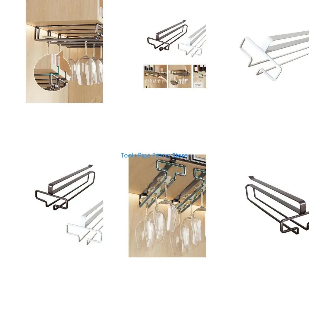 F92B Under Cabinet Hanging Rack Wine Glass Storage Racks Simple Designs Holders Perfect For Bars And Kitchens