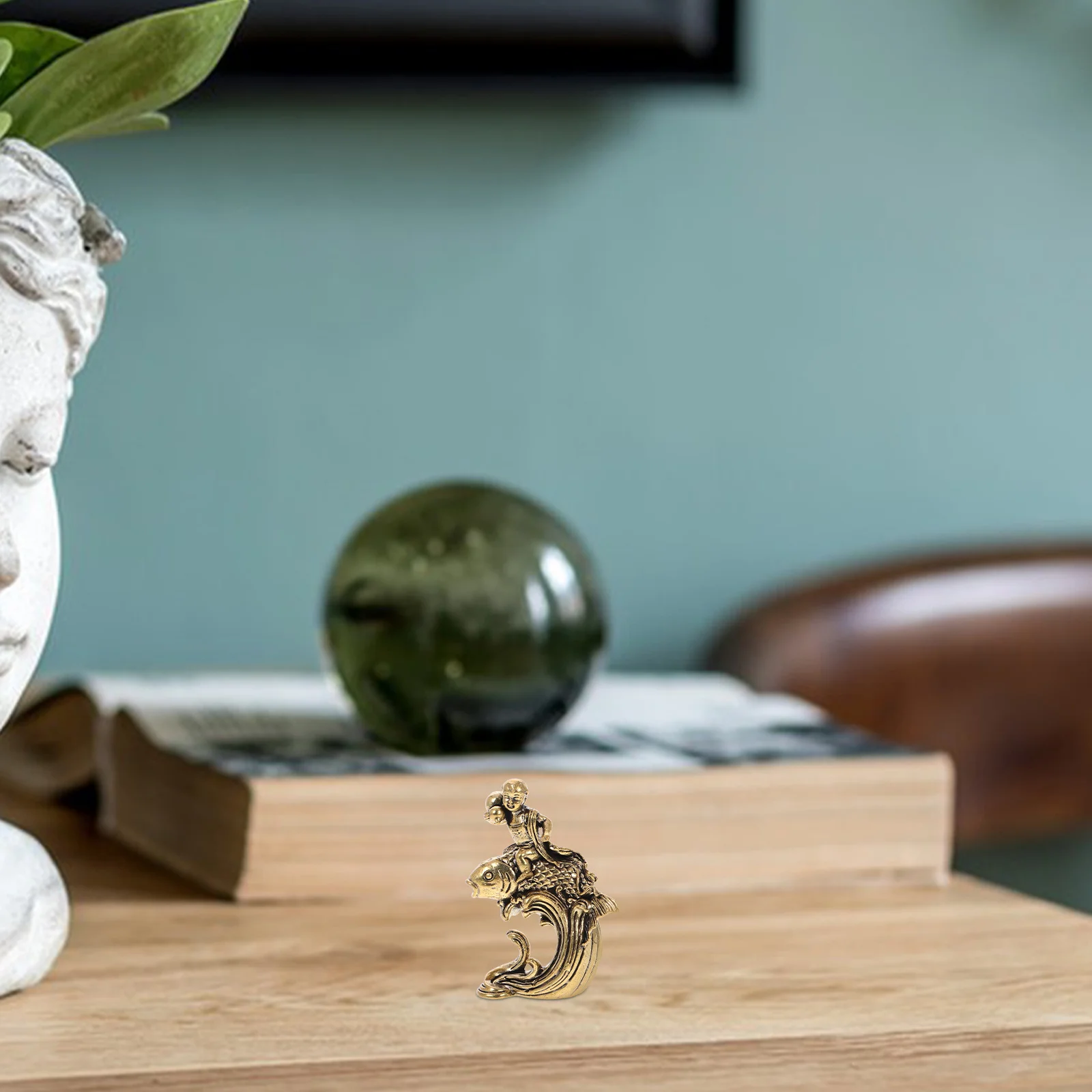 

Brass Koi Statue Vintage Tea Pet Desktop Decor Small Animal Figurines For Office Home Feng Shui Sculpture Animal Ornament