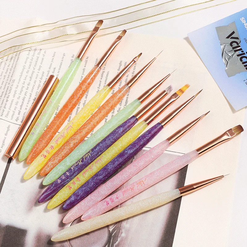 1/12Pcs Nail Brush Gel Brush Draw Tips Drawing Liner Painting Acrylic Brush For Manicure Nail Art Brush Decoration