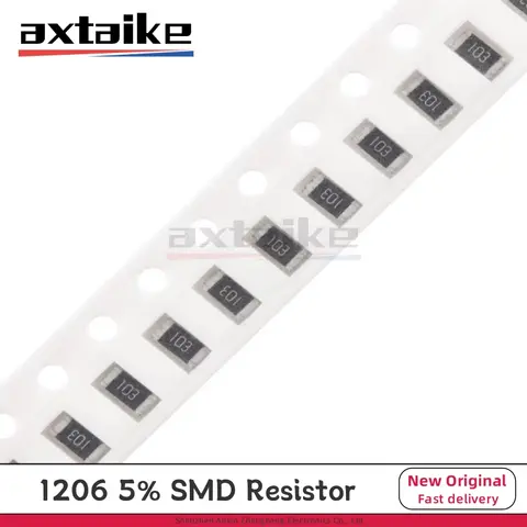 100PCS 5% 1206 0R - 10M SMD Resistor 1/4W 1 10 22 33 47 100 150 220 330 470 510 680 910 Ohm K Ω 1K 2.2K 4.7K 5.1K 10K 100K 180K