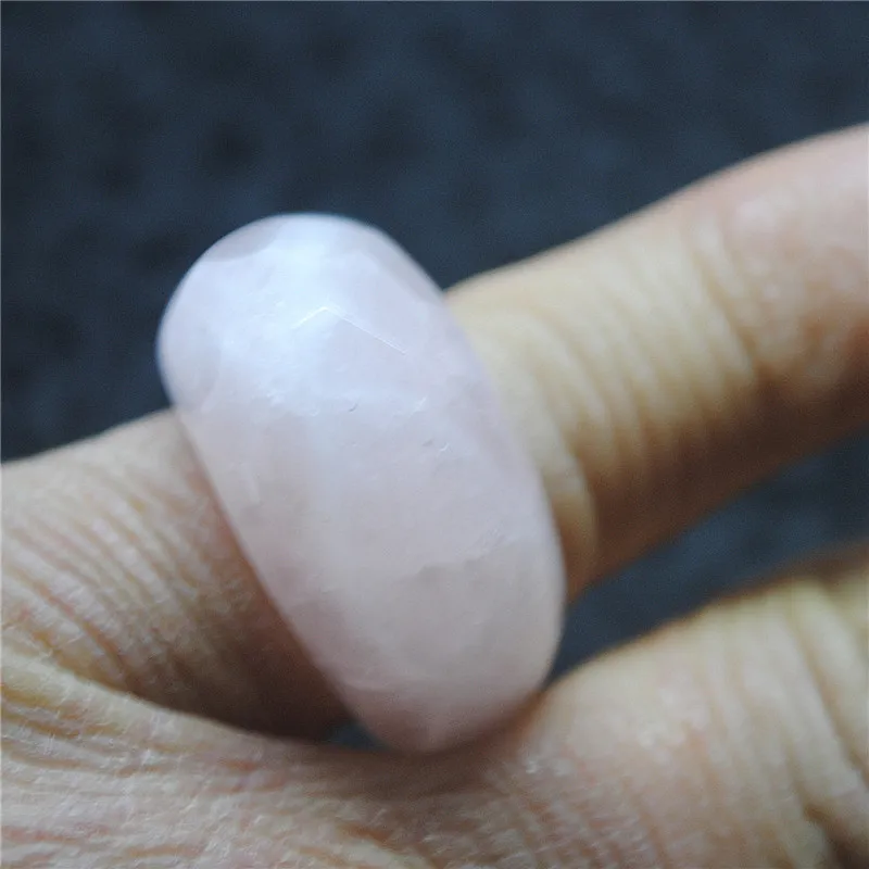 1PC Natural Men Finger Rings Rose Quartz Gemstone For Finger Wearring Size 13MM Hole Diameter