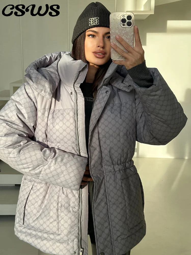 

Повседневная клетчатая куртка на хлопковой подкладке, женская свободная толстовка с капюшоном на молнии и воротником-стойкой, карманами, женские пальто, зима-осень, верхняя одежда для женщин