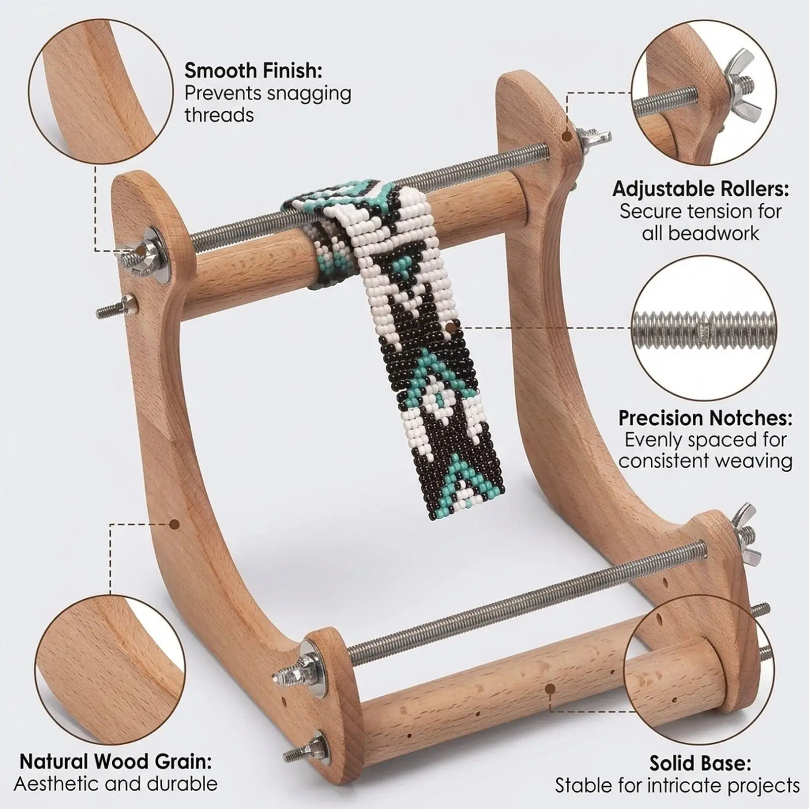 

Adjustable Bead Loom Kit Wood Beading Loom Bead Weaving Loom