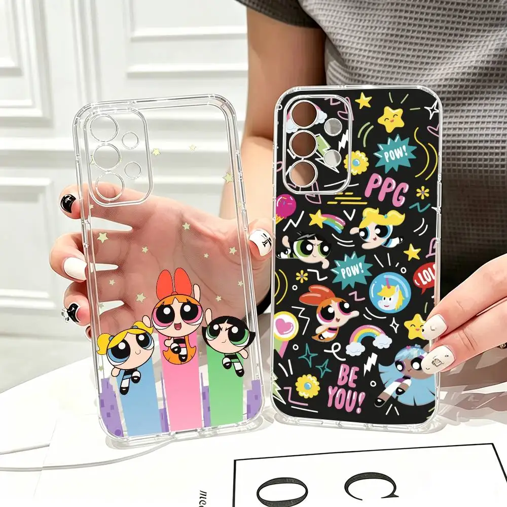 

P-Powerpuffs G-Girls Phone Case Transparent Silicone Soft For Samsung S25,S24,S21,S22,S23,S30,Ultra,S20,Plus,Fe