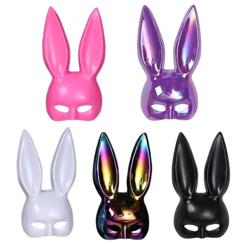 Rabbit Mask Cosplay Masquerade Mask Easter Bunny Mask Halloween Carnival Party Bar Nightclub Costume Sexy Half Face Mask