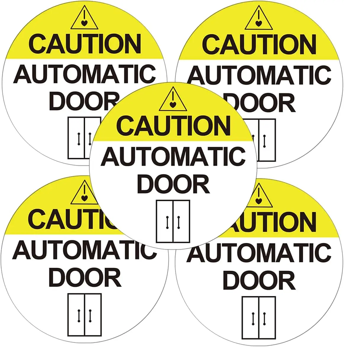 Automatic Door Safety Warning Notice Stickers Sign 4 Pcs Self Adhesive Instructions Caution Automatic Door Vinyl Sticker 4 Inch