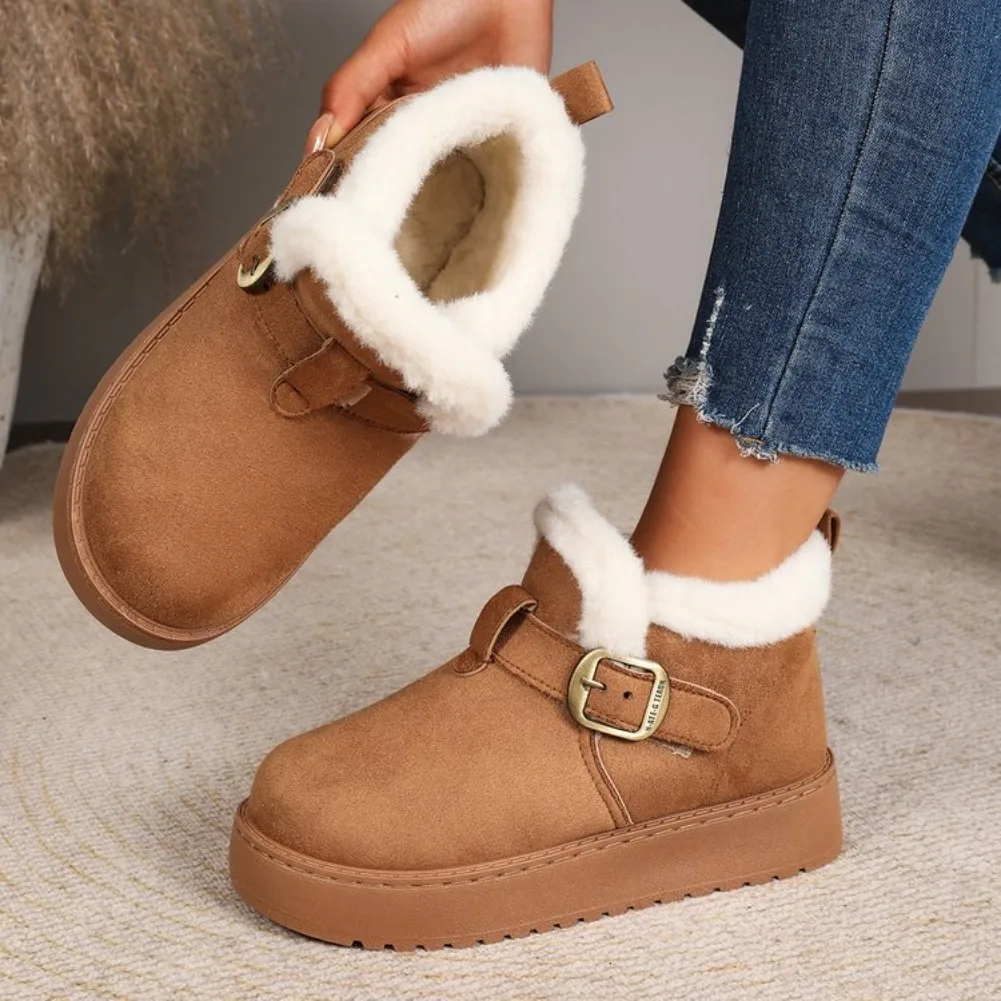 2026 Damen Modische Winterstiefel mit Runder Spitze und Dicker Sohle, Bequeme Lässige Schneestiefel, Bestseller, Sexy Warme Wanderstiefel 36-41